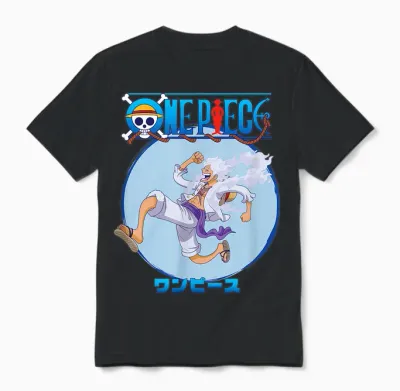 One Piece Anime Luffy Gear 5 Action Pose Unisex T-Shirt - Black