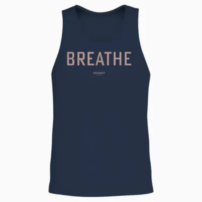 Organaut :: Breathe - Minimalistisches Mantra Unisex Tank Top - Navy