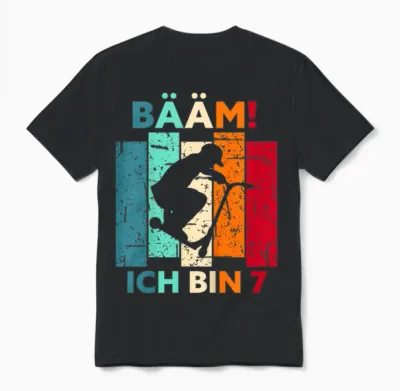 Bääm! Ich Bin 7 Geburtstag Sieben Jahre Junge Mädchen 7. Unisex T-Shirt - Black