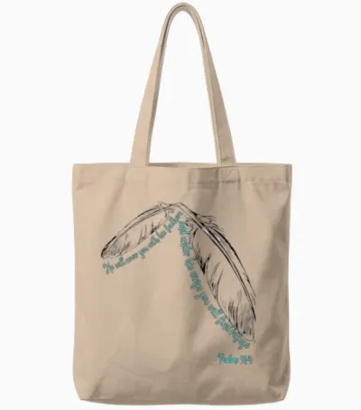 Psalms 91:4 Tote Bags - Natural