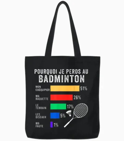 Drôle Badminton Je Peux Pas J'ai Badminton Gift Idea Bad T-Shirt, Black, S Tote Bags - Black