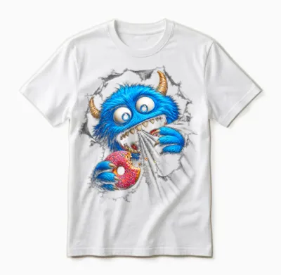 Cadeau Original Effet Optique Donut Monstre Drole Trompe œil Unisex T-Shirt - White