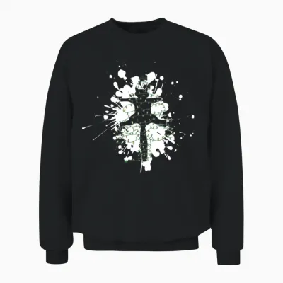 Funny Pussy-Cat Run Over by Christmas Tree Unisex Sweatshirt - Black