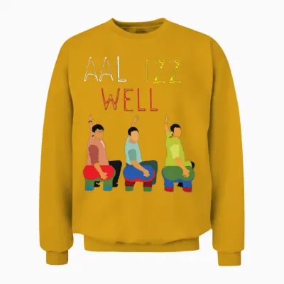 Aal Izz Well Three Idiots Hindi Unisex Sweatshirt - Gold
