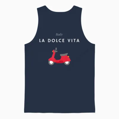 La Dolce Vita - Italy, Scooter, Italy Holidays T-Shirt, Black Unisex Tank Top - Navy