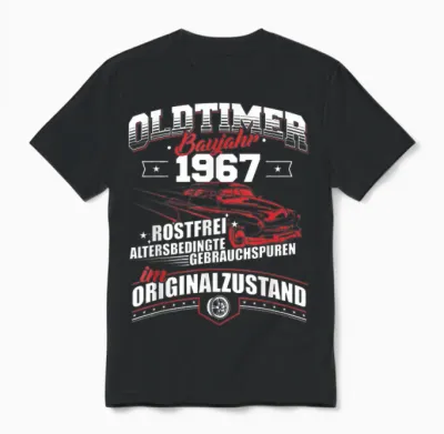 Oldtimer Baujahr 1967 Jahrgang Geburtsjahr Geburtstag Unisex T-Shirt - Black