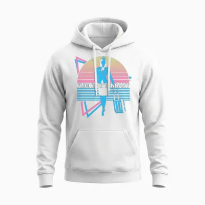 Flight Attendant Retro Unisex Hoodie - White