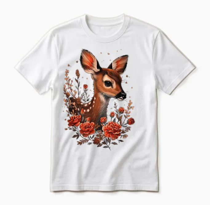 Women's Costume Shirt for Dirndl Cute Deer Unisex T-Shirt in White
