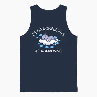Je Ne Pas Snoring Cat Pyjama Man Grandpa Snorer Long Sleeve, Black, S Unisex Tank Top - Navy