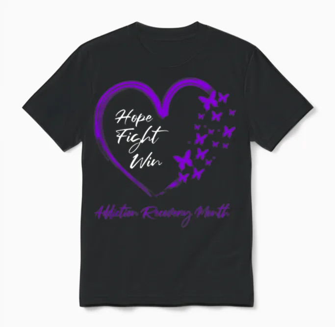 National Recovery Month Awareness Support Unisex T-Shirt in Black