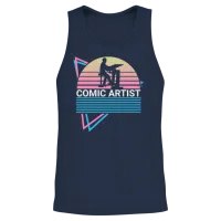 Comic Artist Retro Unisex Tank Top - Navy – 2