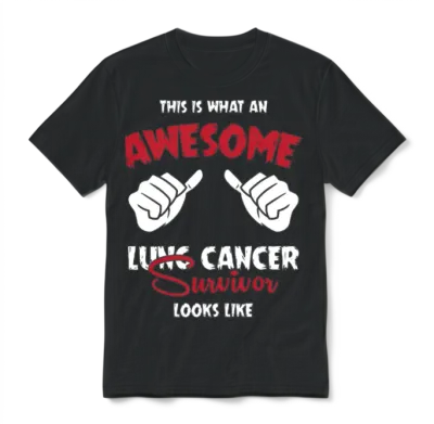 Lung Cancer Survivor Funny Lung Cancer Unisex T-Shirt - Black