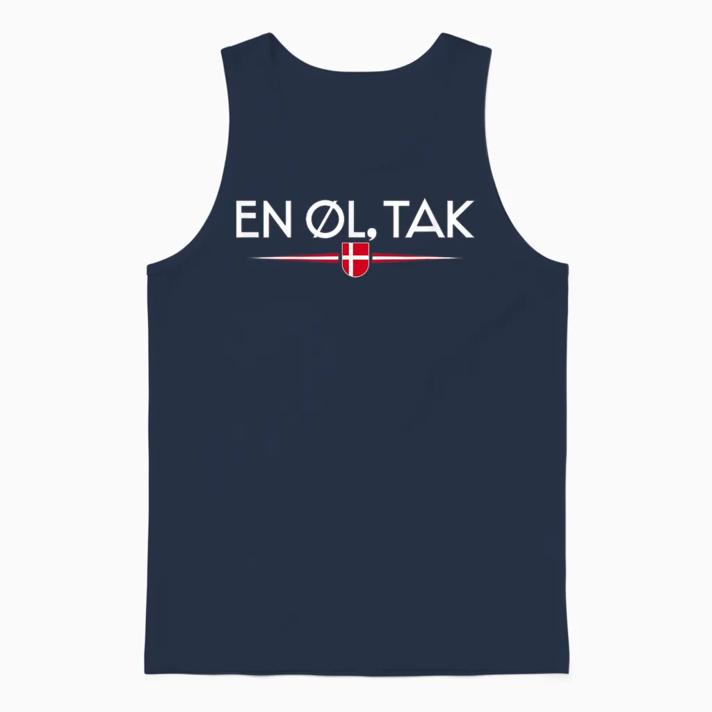 En øl Tak - Denmark T-Shirt, Black Unisex Tank Top in Navy