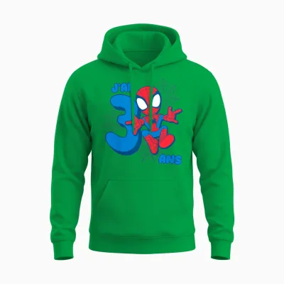 Kids Marvel Spider-Man Cute Spidey Birthday 3 Years Unisex Hoodie - Irish Green