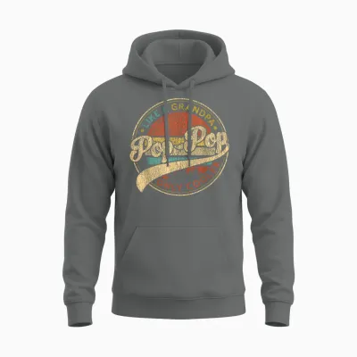 Pop Pop Like a Grandpa Only Cooler Retro Pop-Pop Fathers Day Unisex Hoodie - Graphite Heather