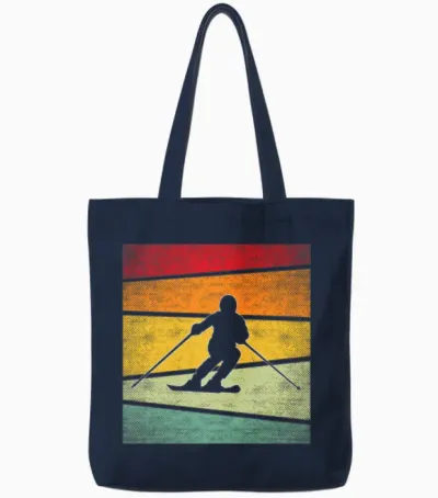 Ski Retro Tote Bags - Navy