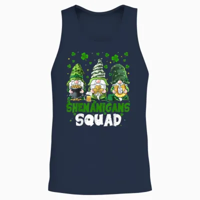 St Patricks Day Gnomes Shenanigans Squad Saint Pattys Women Unisex Tank Top - Navy