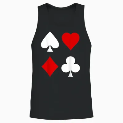 Playing Cards Fancy Dress Costume Checked Spades Cross Heart Poker Romee T-Shirt, Black Unisex Tank Top - Black