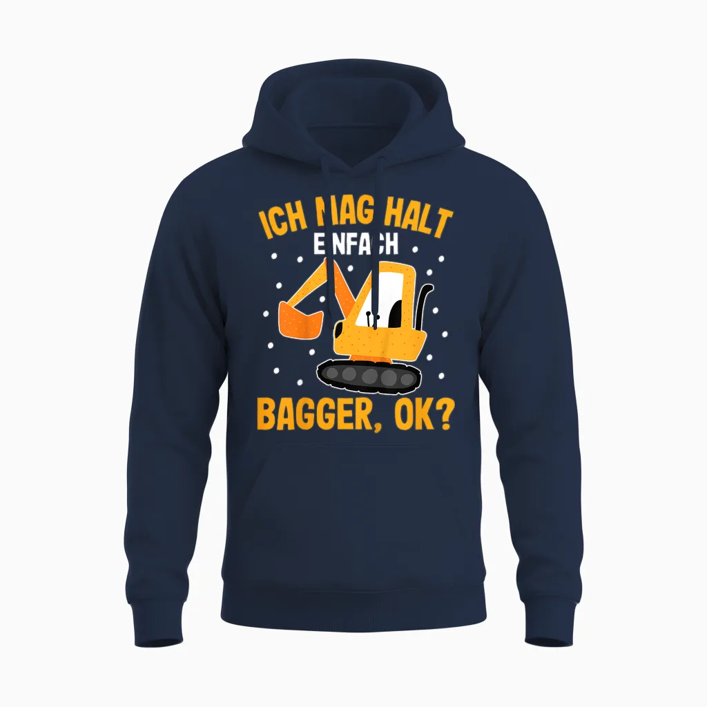 Bagger Shirt | Jungen Baustellen Shirt Jungs | Jungen Bagger Unisex Hoodie in Navy