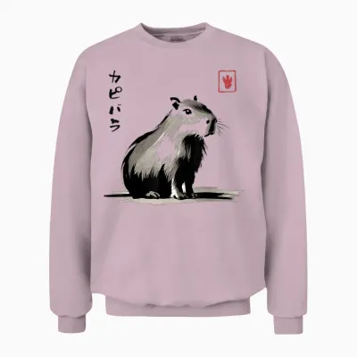 Kawaii Capybara Anime Japanisch Streetwear Lustig Capybara Unisex Sweatshirt - Light Pink