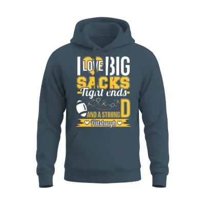 Strong Pittsburgh - I Love Big Sacks Tight Ends Unisex Hoodie - Dark Heather