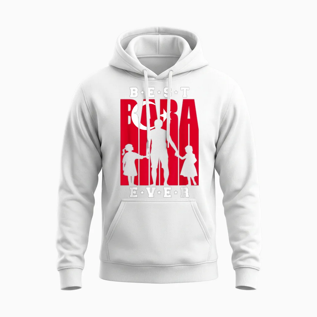 Baba Türk Bayragi Baba Dogum Günü Hediyesi Türkischer Vater Unisex Hoodie in White