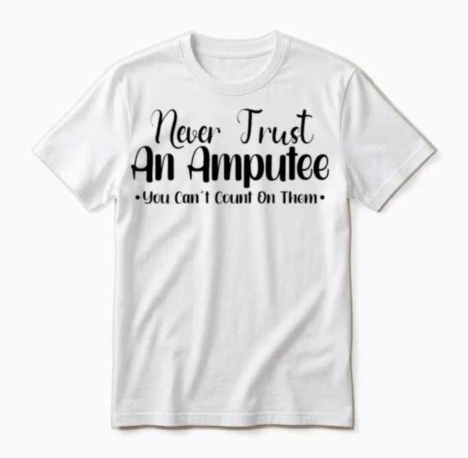 Handicapped Wheelchair Cyborg Leg Arm Amputee Unisex T-Shirt in White