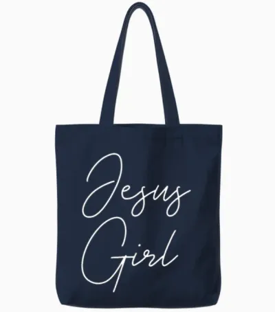 Christian Jesus Girl Tote Bags - Navy