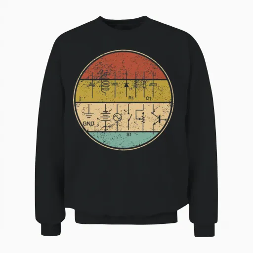 Funny Retro Electrician Shirts Funny Gift Unisex Sweatshirt in Black