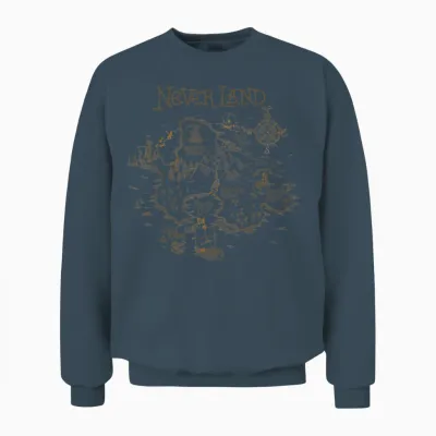 Disney Peter Pan Never Land Map Graphic Unisex Sweatshirt - Dark Heather