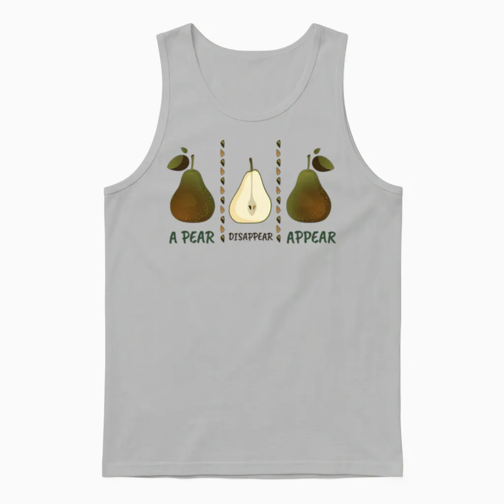 A Pear Disappear Appear Funny Pears Unisex Tank Top in Ash