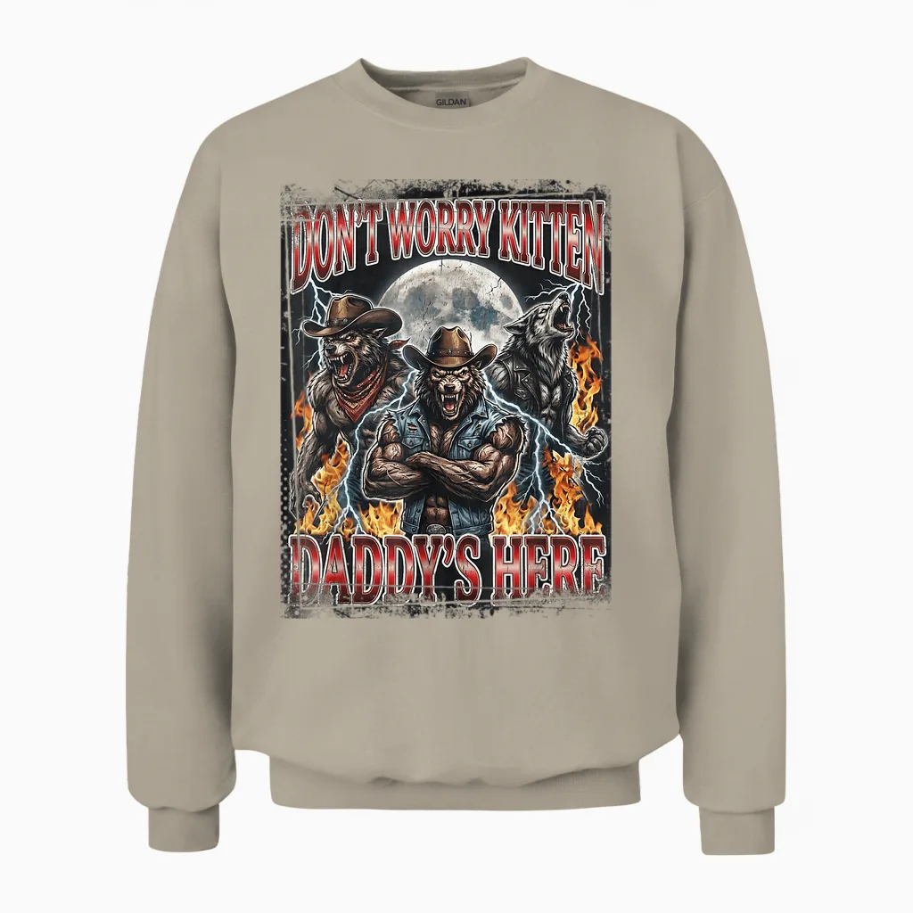 Daddy's Here Cowboy T-Shirt Pack of 3 Unisex Sweatshirt in Sand
