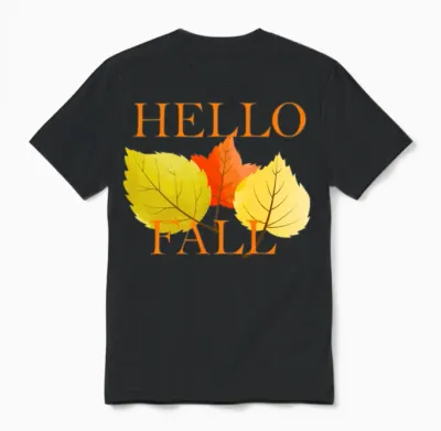 Hello Fall 3 Dry Leaves Unisex T-Shirt - Black
