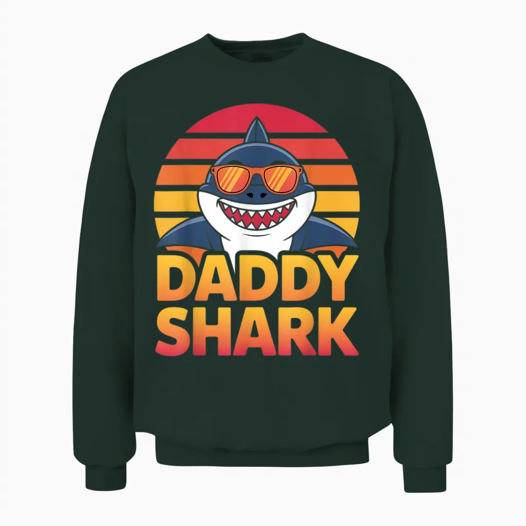 Daddy Shark Retro Sunglasses for Father's Day Unisex Sweatshirt in Forest