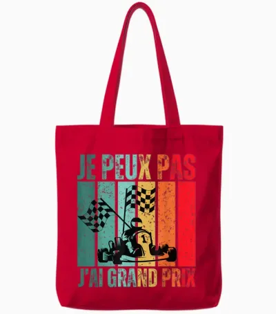 Je Peux Pas J'ai Grand Prix Gift Car Racing T-Shirt, Black, S Tote Bags - Red