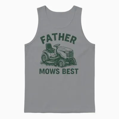 Father Mows Best Retro Unisex Tank Top - Sport Grey