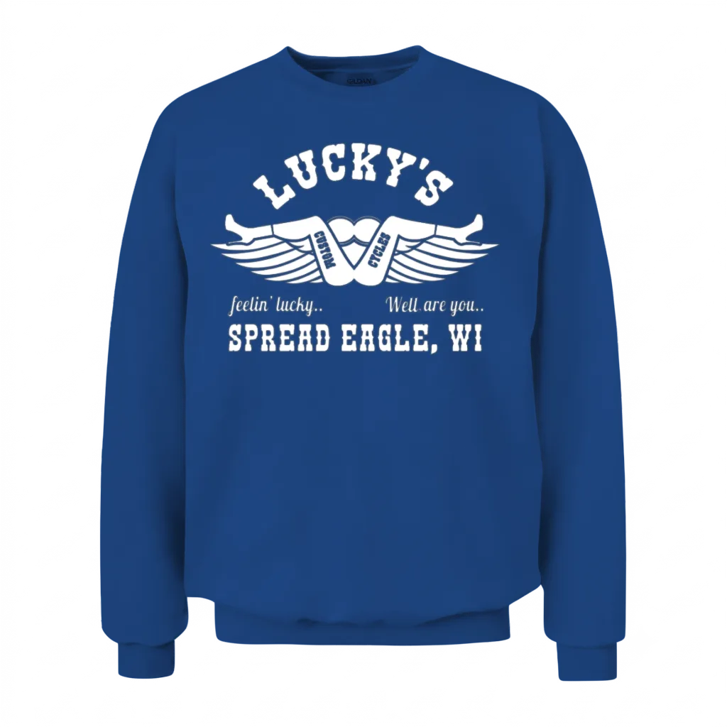 Luckys Feelin Lucky Well You Are Spread Eagle Unisex Sweatshirt - Royal