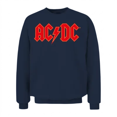 Ac/dc Red Logo with Lightning Bolt Unisex Sweatshirt - Navy