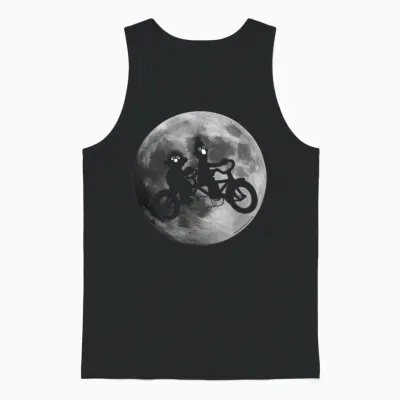 Sesame Street Ernie and Bert in Moonlight Shadow Bicycle Unisex Tank Top - Black