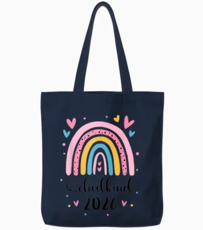 Schulkind 2026 1. Klasse Regenbogen Einschulung Mädchen Tote Bags - Navy