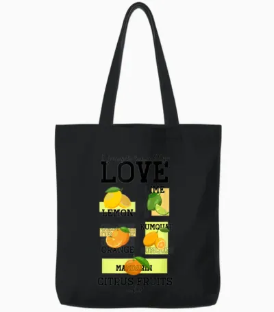 Citrus T-Shirt, White, S Tote Bags - Black