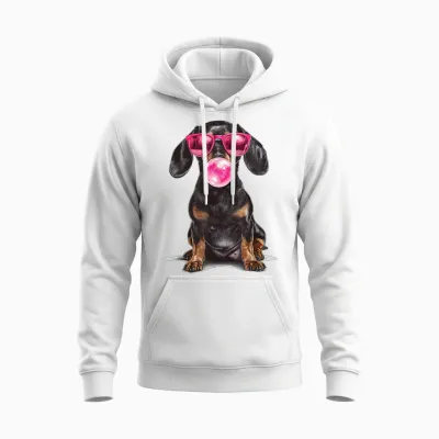 Dackel Kaugummi Unisex Hoodie - White