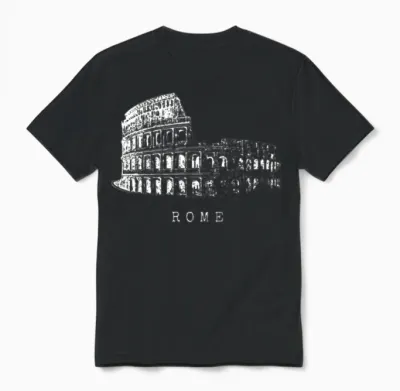 Rome Colosseum Vintage Skyline Italy Fan Love Roma Unisex T-Shirt - Black