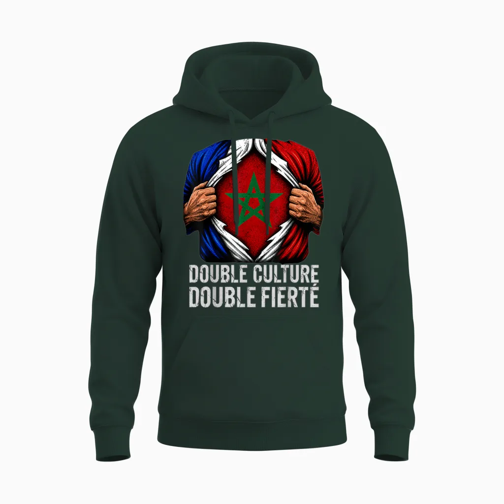 Double Culture Double Fierté Franco Marocain France Maroc Unisex Hoodie in Forest