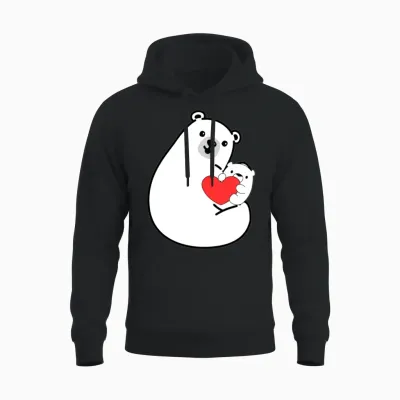 Cute Polar Bears Unisex Hoodie - Black