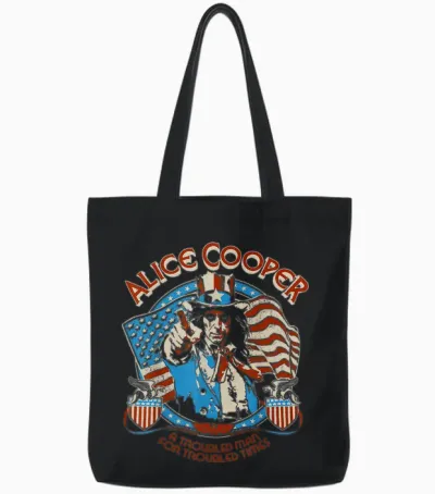 Alice Cooper Elected Snake Shields Tote Bags - Black