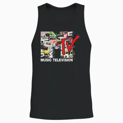 Logo 80s Vintage Cassette Tapes Remix Unisex Tank Top - Black