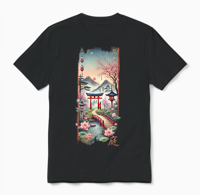 Pure Japanese Culture Vaporwave 80's 90's Cherry Blossom T-Shirt, Black, S Unisex T-Shirt in Black