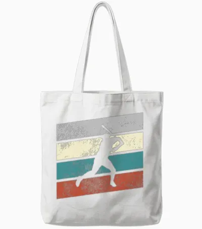 Baseball Retro Tote Bags - White