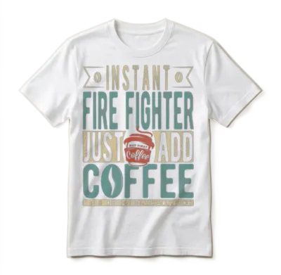 Instant Fire Fighter Just Add Coffee Unisex T-Shirt - White
